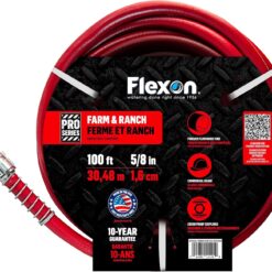 Flexon Farm & Ranch Garden Hose - 100 ft Red - Heavy Duty Water Hose