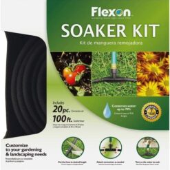 Flexon WS100KITCN 20-Piece Soaker Hose Kit - 100 ft Black - Garden Watering System
