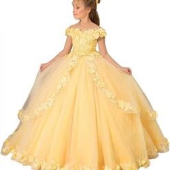 Flower Girl Dress Off Shoulder Communion Gown - Party Pageant Ball Gown