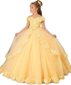 Flower Girl Dress Off Shoulder Communion Gown - Party Pageant Ball Gown