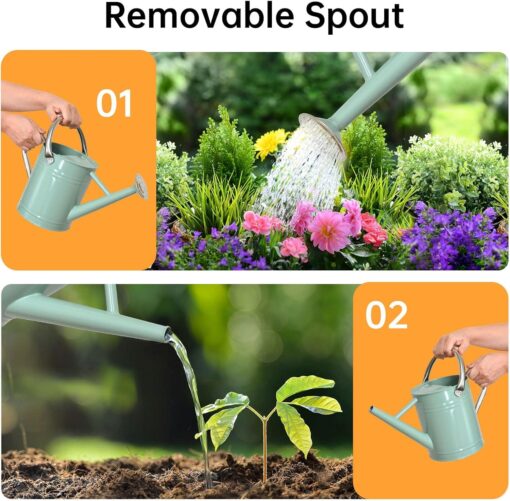 Galvanized Steel Watering Can 1 Gallon - Outdoor Metal Watering Can with Removable Spout - Perfect Home & Garden - Image 4