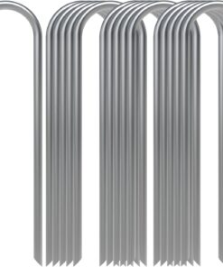 Garden Stakes 16-Pack - 6" Heavy Duty Galvanized Steel Landscape Staples - Secures Soaker Hose, Drip Irrigation, Sod, Chicken Wire & Dog Fences