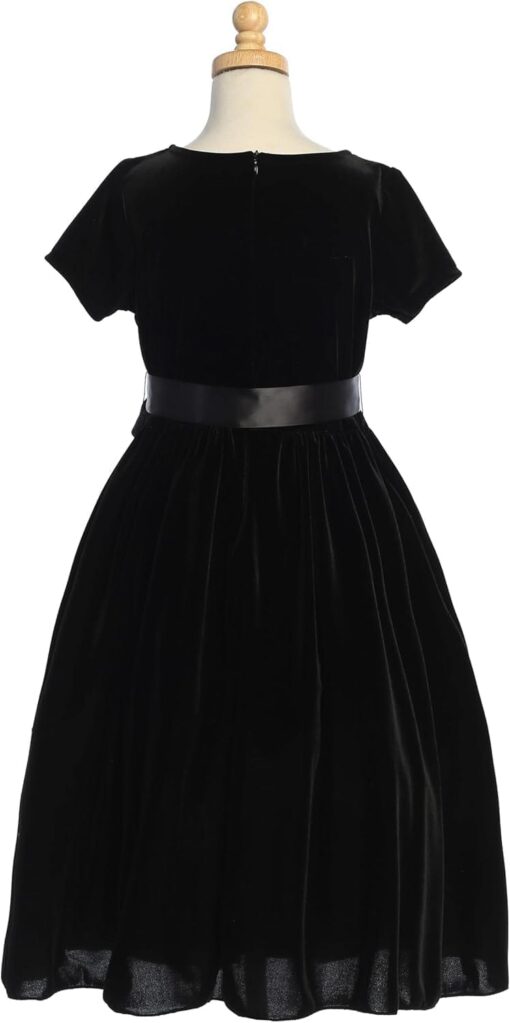 Girls Black Velvet Christmas Dress Made in USA - Flower Girl Holiday Party Vestido Negro - Image 4