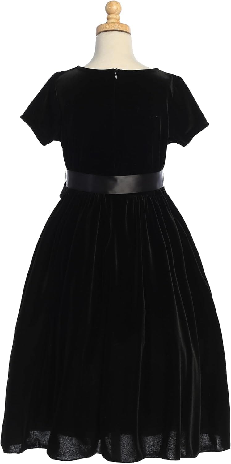 Girls Black Velvet Christmas Dress Made in USA - Flower Girl Holiday Party Vestido Negro - Image 4