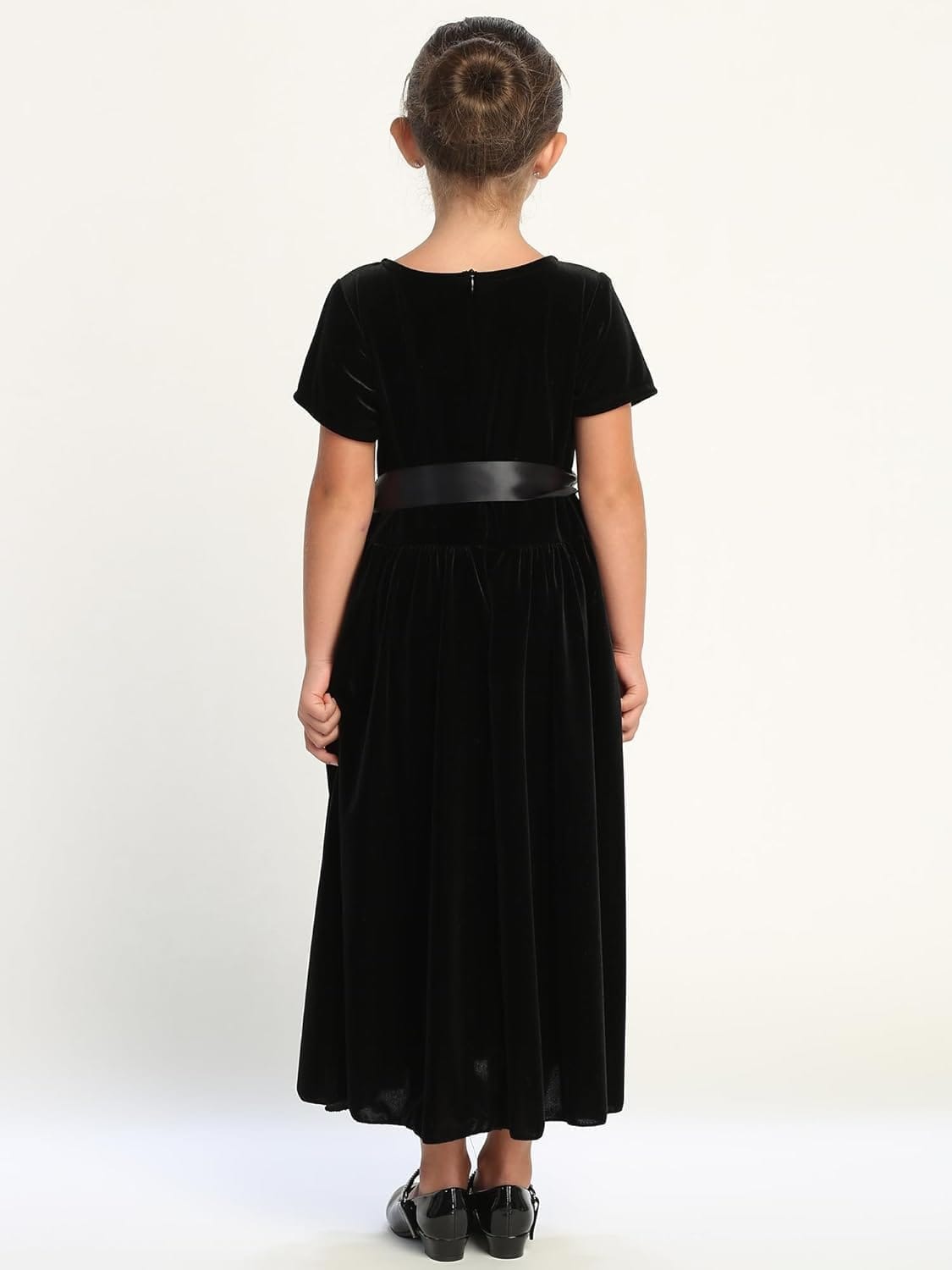 Girls Black Velvet Christmas Dress Made in USA - Flower Girl Holiday Party Vestido Negro - Image 3