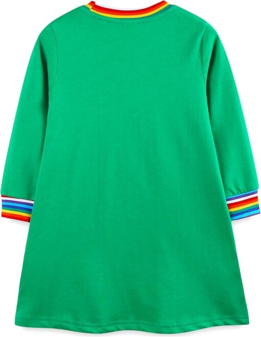 Girl's Christmas Dress Long Sleeve Cotton Cute Applique A-Line Swing Tunic 2-13 Years - Image 2