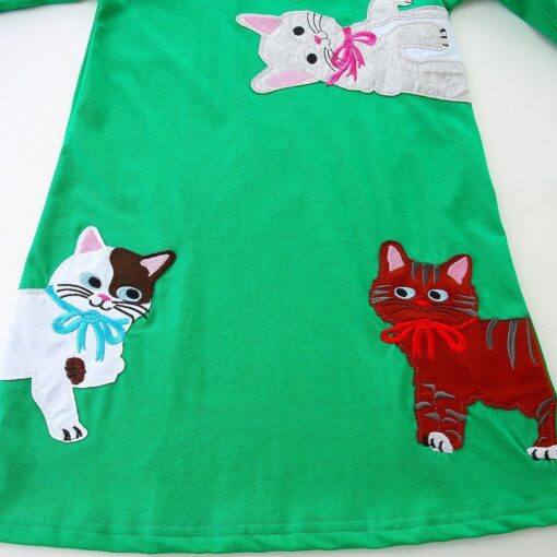 Girl's Christmas Dress Long Sleeve Cotton Cute Applique A-Line Swing Tunic 2-13 Years - Image 4
