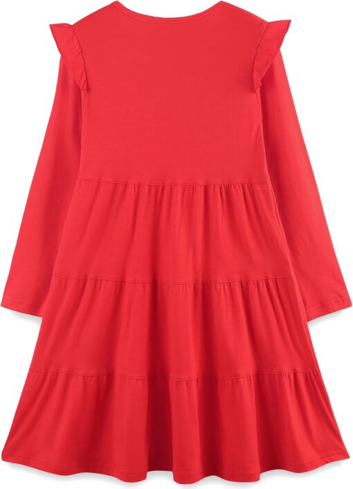 Girl's Cotton Ruffle Sleeve Tiered Sundress - Cute A-Line Midi Dress for Girls - Image 2