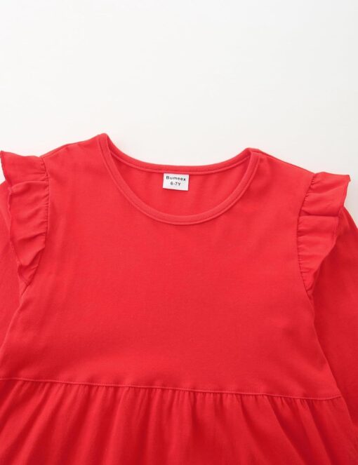 Girl's Cotton Ruffle Sleeve Tiered Sundress - Cute A-Line Midi Dress for Girls - Image 3