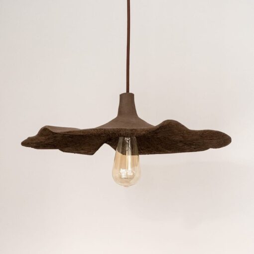 Gothic Brown Ceramic Flower Pendant Light - Wabi Sabi Island Lighting Fixture