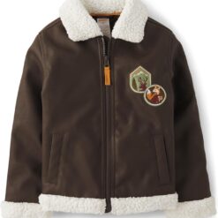 Gymboree Boys' Faux Leather Jacket - Embroidered Toddler Outerwear - Fall/Winter Style