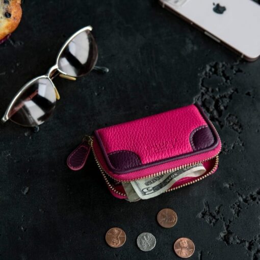 Handcrafted Top Grain Leather RFID Wallet - Zippered Checkbook, Coin & Card Slots