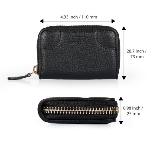 Handcrafted Top Grain Leather RFID Wallet - Zippered Checkbook, Coin & Card Slots - Image 4