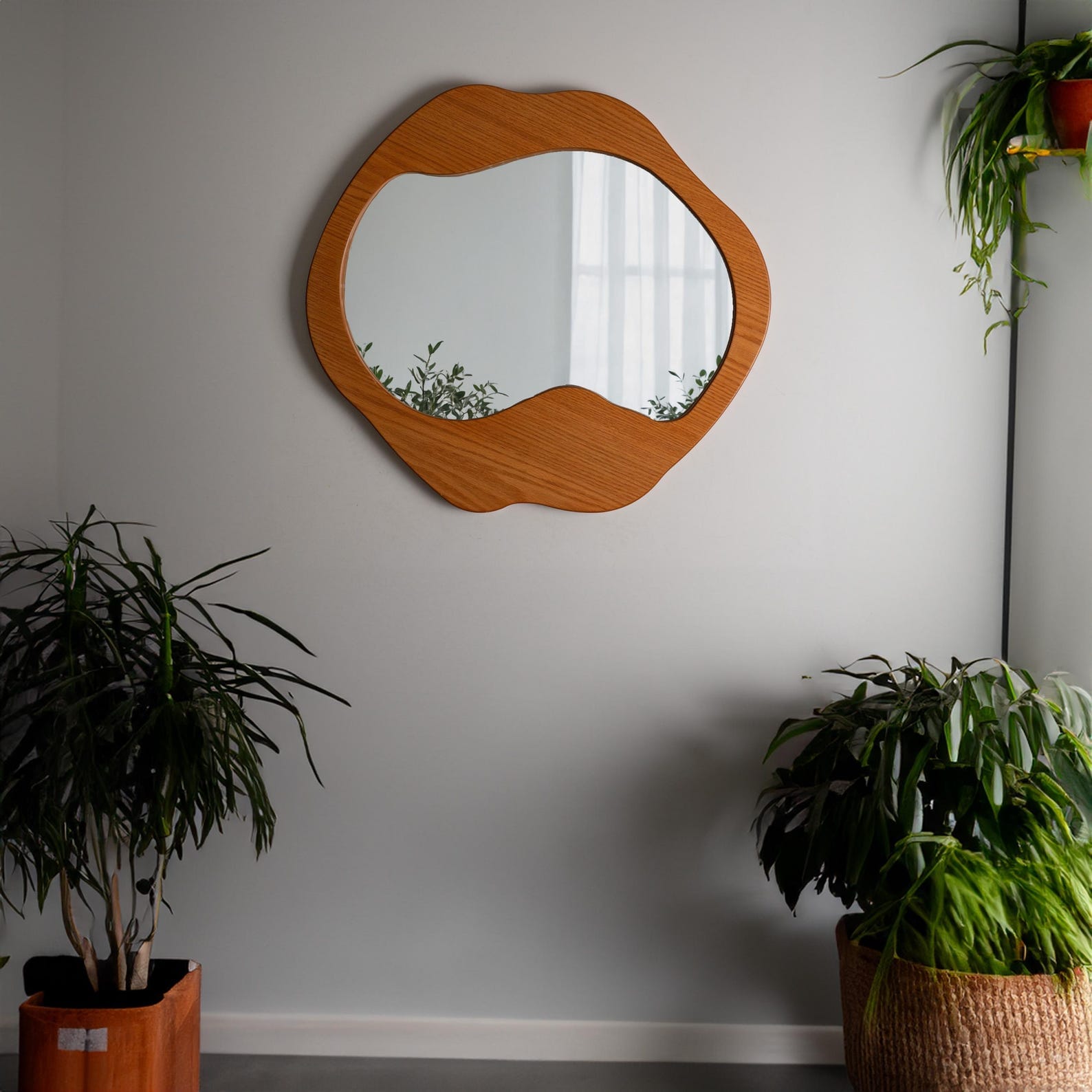 Handcrafted Wood Mirror - Quirky Bathroom Decor, Unique Item for Home & Couples - Christmas Accent - Image 3