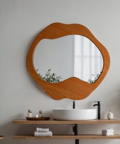 Handcrafted Wood Mirror - Quirky Bathroom Decor, Unique Item for Home & Couples - Christmas Accent