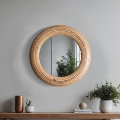 Handcrafted Wooden Round Wall Mirror - Plywood Circle - Unique Home & Christmas Decor - Housewarming Item
