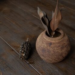 Handmade Ceramic Vase - Large Beige & Black Textured Decor - Unique New Home/Hostess Item