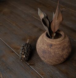 Handmade Ceramic Vase - Large Beige & Black Textured Decor - Unique New Home/Hostess Item