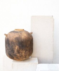 Handmade Ceramic Vase - Large Beige & Black Textured Decor - Unique New Home/Hostess Item