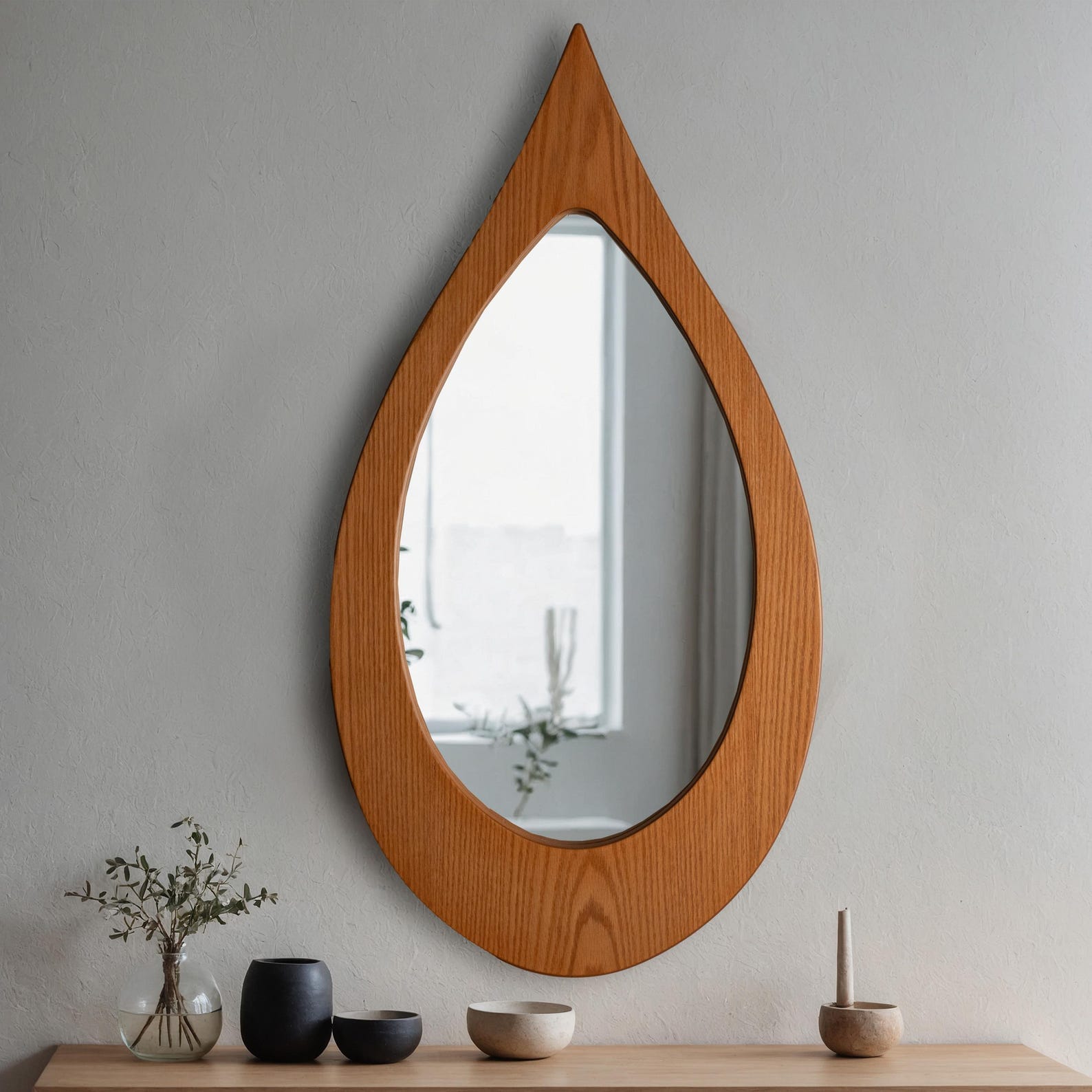 Handmade Oak Raindrop Mirror - Unique Irregular Wall Decor - Wedding, Housewarming, Christmas Item - Image 2