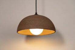 Handmade Wabi Sabi Ceramic Pendant Light - 19" Brown Textured Chandelier - New Year Home Item