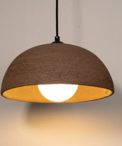 Handmade Wabi Sabi Ceramic Pendant Light - 19" Brown Textured Chandelier - New Year Home Item
