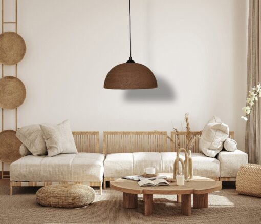 Handmade Wabi Sabi Ceramic Pendant Light - 19" Brown Textured Chandelier - New Year Home Item - Image 2