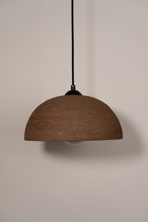 Handmade Wabi Sabi Ceramic Pendant Light - 19" Brown Textured Chandelier - New Year Home Item - Image 4