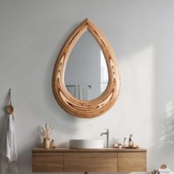 Handmade Wooden Raindrop Mirror - Unique Wall Decor, Christmas Item & Home Accent