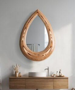 Handmade Wooden Raindrop Mirror - Unique Wall Decor, Christmas Item & Home Accent