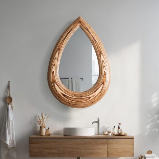 Handmade Wooden Raindrop Mirror - Unique Wall Decor, Christmas Item & Home Accent