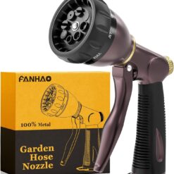 Heavy Duty Garden Hose Nozzle - 8 Spray Patterns, 100% Metal, High Pressure Sprayer