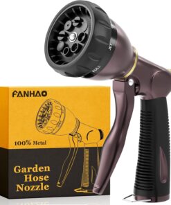 Heavy Duty Garden Hose Nozzle - 8 Spray Patterns, 100% Metal, High Pressure Sprayer