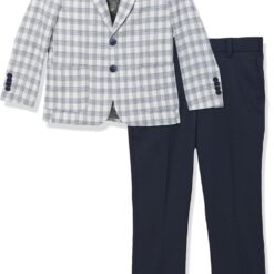 Isaac Mizrahi Boys' 2-Piece Check Suit - Stylish Contrast Blazer & Pants Set