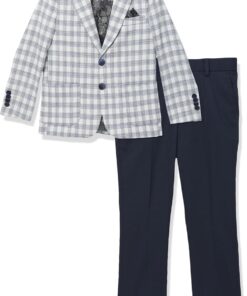 Isaac Mizrahi Boys' 2-Piece Check Suit - Stylish Contrast Blazer & Pants Set