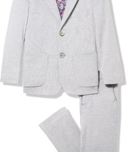 Isaac Mizrahi Boys' Slim Fit Birdseye Suit - Solid Dresswear for Kids