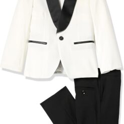 Isaac Mizrahi Boys' Slim Fit Tuxedo Suit - Black Shawl Collar 2-Piece Set