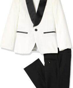 Isaac Mizrahi Boys' Slim Fit Tuxedo Suit - Black Shawl Collar 2-Piece Set