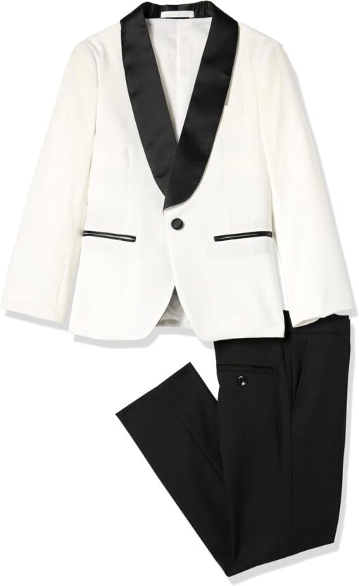 Isaac Mizrahi Boys' Slim Fit Tuxedo Suit - Black Shawl Collar 2-Piece Set