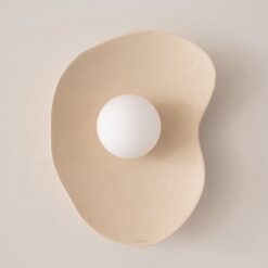 Japandi Beige Ceramic Wall Sconce - Handmade Wasabi Lamp - Minimalist Home Decor Lighting