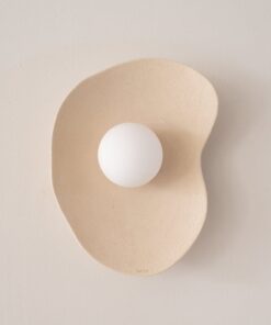 Japandi Beige Ceramic Wall Sconce - Handmade Wasabi Lamp - Minimalist Home Decor Lighting