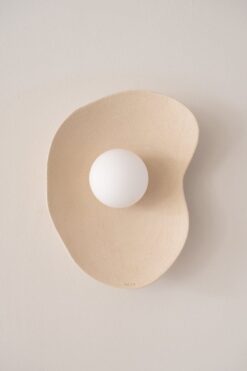 Japandi Beige Ceramic Wall Sconce - Handmade Wasabi Lamp - Minimalist Home Decor Lighting