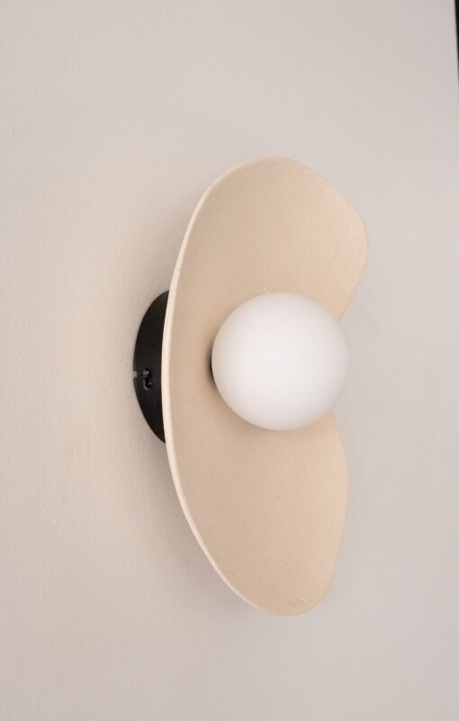 Japandi Beige Ceramic Wall Sconce - Handmade Wasabi Lamp - Minimalist Home Decor Lighting - Image 2