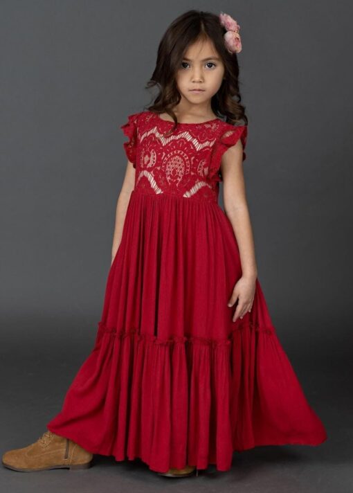 Joyfolie Macy Dress - Girls' Bohemian Maxi Dress - Kids' Floral Party Gown - Image 2