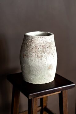 Large Beige Ceramic Vase - Handmade Textured Decor for Shelf, Unique New Home/Hostess Item