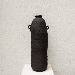 Large Black Clay Vase - Handmade Ceramic Decor for Shelf, Unique New Home/Hostess Item