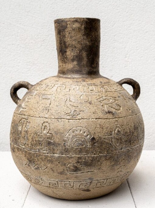 Large Brown Ceramic Vase - Antique Style Handmade Pottery Flower Pot - Boho Egyptian Planter - Rustic Stoneware Decor
