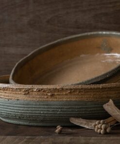 Large Handmade Ceramic Bowl - Green & Yellow Geza Clay Bowl - Decorative Serving Bowl