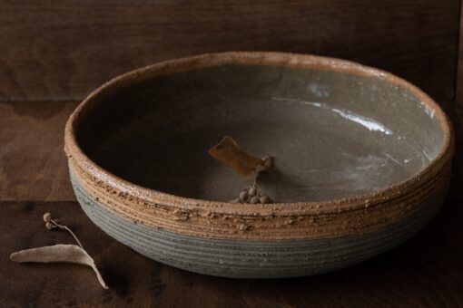 Large Handmade Ceramic Bowl - Green & Yellow Geza Clay Bowl - Decorative Serving Bowl - Image 4