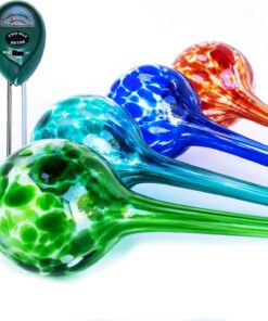 Large Plant Watering Globes - Self Watering Bulbs for Indoor & Outdoor Plants + Moisture Meter - Cotswold Homeware